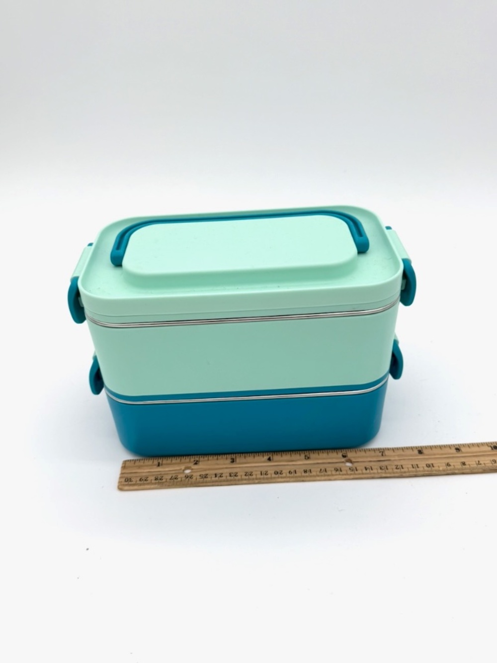 Stainless Steel Bento Box 2-Tier Stackable Lunch Container Dual Color - Picture 2 of 6